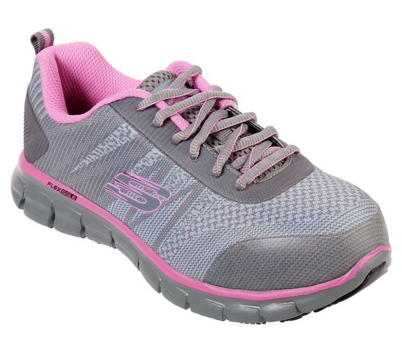 Skechers Sure Track - Saquenay Alloy Toe - Womens Work Boots Grey/Pink [AU-SK0392]